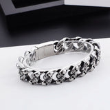 Gothic Skull Bracelet Stainless Steel Skeleton Chain Charm Biker Jewelry