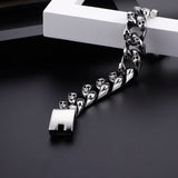 Gothic Skull Bracelet Stainless Steel Skeleton Chain Charm Biker Jewelry