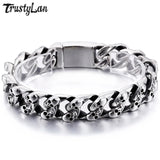 Gothic Skull Bracelet Stainless Steel Skeleton Chain Charm Biker Jewelry