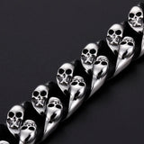 Gothic Skull Bracelet Stainless Steel Skeleton Chain Charm Biker Jewelry