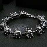 Gothic Skull Bracelet Men Stainless Steel 3D Skeleton Chain Biker Jewelry
