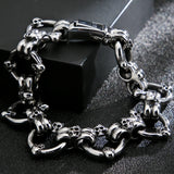 Gothic Skull Bracelet Men Stainless Steel 3D Skeleton Chain Biker Jewelry