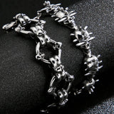 Gothic Skull Bracelet Men Stainless Steel 3D Skeleton Chain Biker Jewelry
