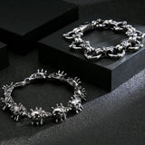 Gothic Skull Bracelet Men Stainless Steel 3D Skeleton Chain Biker Jewelry