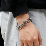 Gothic Skull Bracelet Men Stainless Steel 3D Skeleton Chain Biker Jewelry