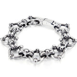 Gothic Skull Bracelet Men Stainless Steel 3D Skeleton Chain Biker Jewelry