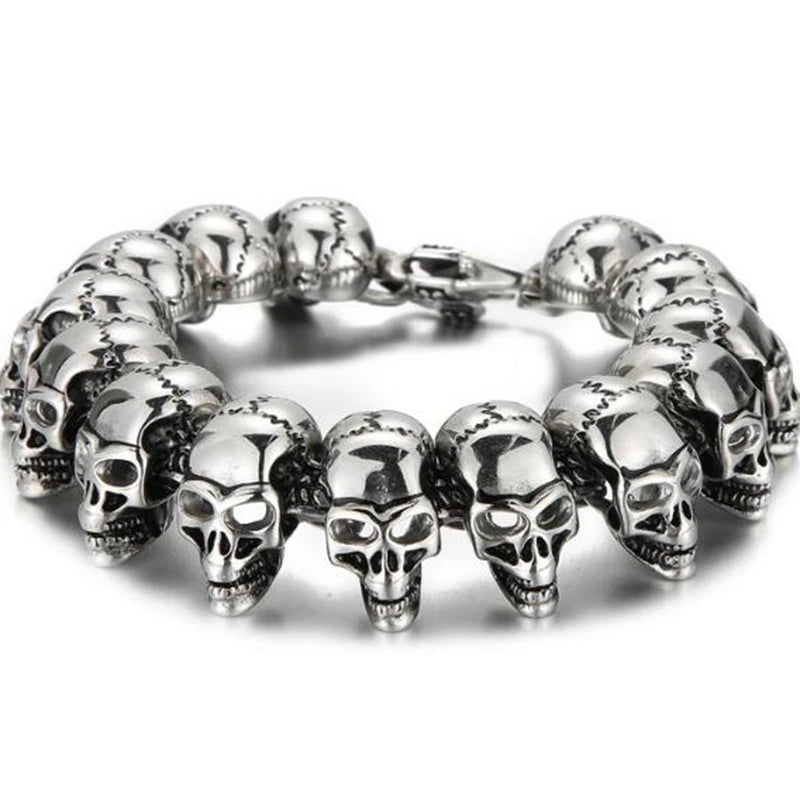 Skull Head Chain Man Bracelet Stainless Steel