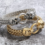 Gothic Skull Head Charm Bracelet Men Punk Rock Bikers Bracelets Bangles