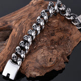 Gothic Skull 19MM Stainless Steel Ghost Chain Bracelet For Men