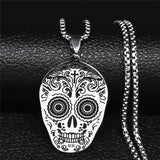 Gothic Skull Skeleton Necklace Stainless Steel Punk Pirate Choker Halloween Gift