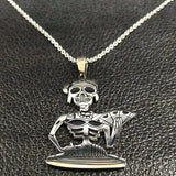 Gothic Skull Skeleton Necklace Silver Punk Choker Halloween Jewelry