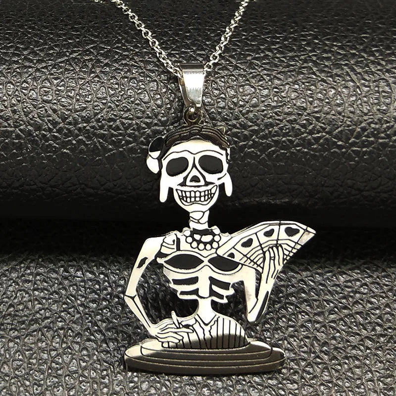 Gothic Skull Skeleton Necklace Silver Punk Choker Halloween Jewelry