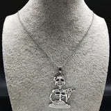 Gothic Skull Skeleton Necklace Silver Punk Choker Halloween Jewelry