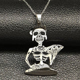 Gothic Skull Skeleton Necklace Silver Punk Choker Halloween Jewelry