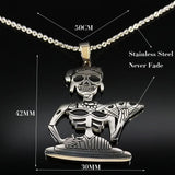 Gothic Skull Skeleton Necklace Silver Punk Choker Halloween Jewelry