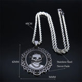 Gothic Skull Stainless Steel Necklace Punk Halloween Gift