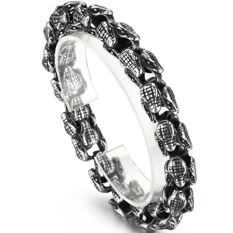 Gothic Snake Head Chain Man Bracelet Stainless Steel Men's On Hand