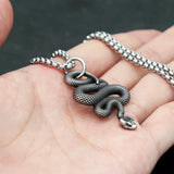 Gothic Snake Pendant Necklace Men Stainless Steel Animal Charm Retro