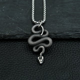 Gothic Snake Pendant Necklace Men Stainless Steel Animal Charm Retro