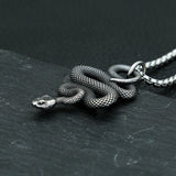 Gothic Snake Pendant Necklace Men Stainless Steel Animal Charm Retro