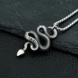 Gothic Snake Pendant Necklace Men Stainless Steel Animal Charm Retro