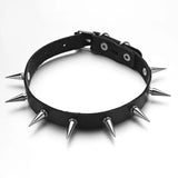 Gothic Spike Rivet Choker Leather Necklace for Women