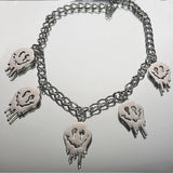 Gothic Smiley Face Pendant Necklace Silver Punk Halloween Jewelry