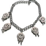 Gothic Smiley Face Pendant Necklace Silver Punk Halloween Jewelry