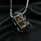 Gothic Stainless Steel Cage Skull Necklace Pendant Punk Hip Hop Biker Skull