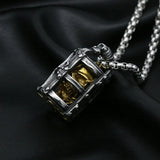 Gothic Stainless Steel Cage Skull Necklace Pendant Punk Hip Hop Biker Skull
