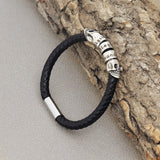Gothic Skull Bracelet PU Weave Chain Punk Rock Bangle
