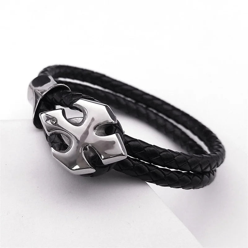 Gothic Stainless Steel Cross Bracelet for Men