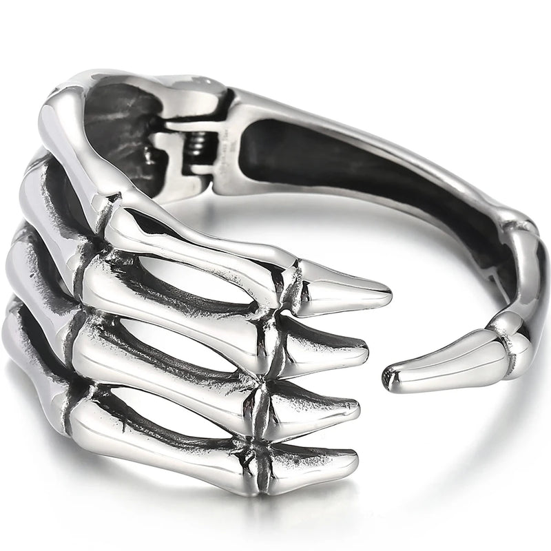 Gothic Stainless Steel Skull Cuff Bracelet Men Punk Rockers Jewelry