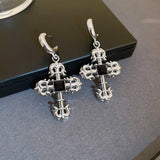 Gothic Steampunk Style Rhinestone Cross Earring