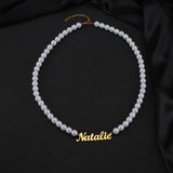 Gothic Style Pearl Choker Name Necklace Personalized Pendant