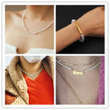 Gothic Style Pearl Choker Name Necklace Personalized Pendant