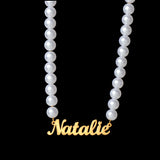 Gothic Style Pearl Choker Name Necklace Personalized Pendant