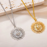 Gothic Sun Pendant Necklace Punk Vintage Chains Stainless Steel Jewelry