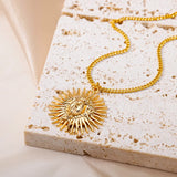 Gothic Sun Pendant Necklace Punk Vintage Chains Stainless Steel Jewelry