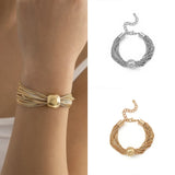Gothic Twisted Chain Bracelets Vintage Bead Ball Pendant Bangles