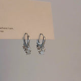 Gothic Small Star Hoop Earrings Silver Tassel Geometric Punk Y2k Jewelry