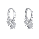 Gothic Small Star Hoop Earrings Silver Tassel Geometric Punk Y2k Jewelry