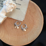 Gothic Small Star Hoop Earrings Silver Tassel Geometric Punk Y2k Jewelry