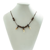Vintage Acrylic Ivory Pendant Necklace with Brown Wood Beads
