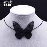Gothic Vintage Embroidery Butterfly Necklace Halloween Choker NXH738S0