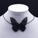 Gothic Vintage Embroidery Butterfly Necklace Halloween Choker NXH738S0