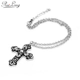 Vintage Gothic Cross Pendant Necklace with Rhinestone Chain