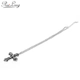 Vintage Gothic Cross Pendant Necklace with Rhinestone Chain