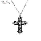 Vintage Gothic Cross Pendant Necklace with Rhinestone Chain