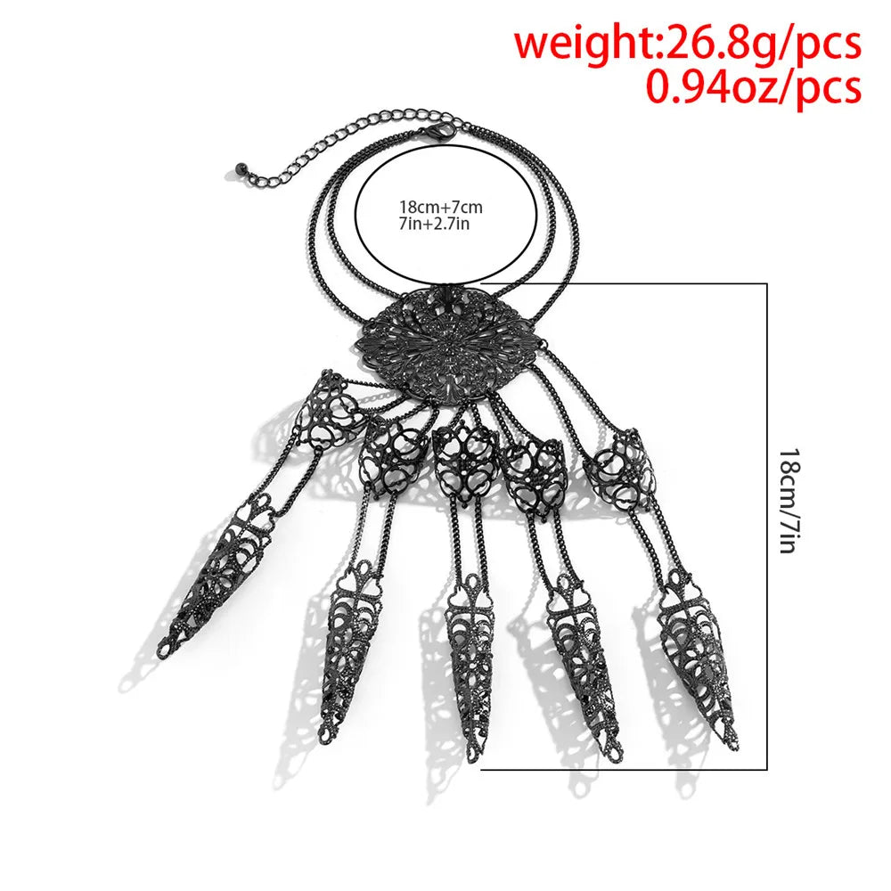 Gothic Vintage Metal Chain Ring Bracelet Punk Dance Halloween Jewelry